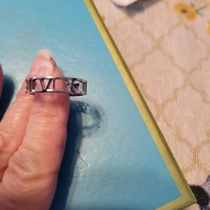 Silver Roman Numeral Ring Size  11 .5